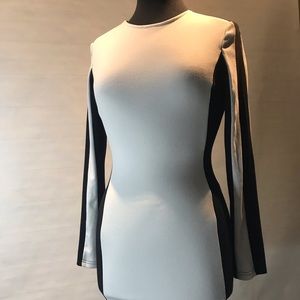 Black and White Long Sleeve Slim Fit Dress